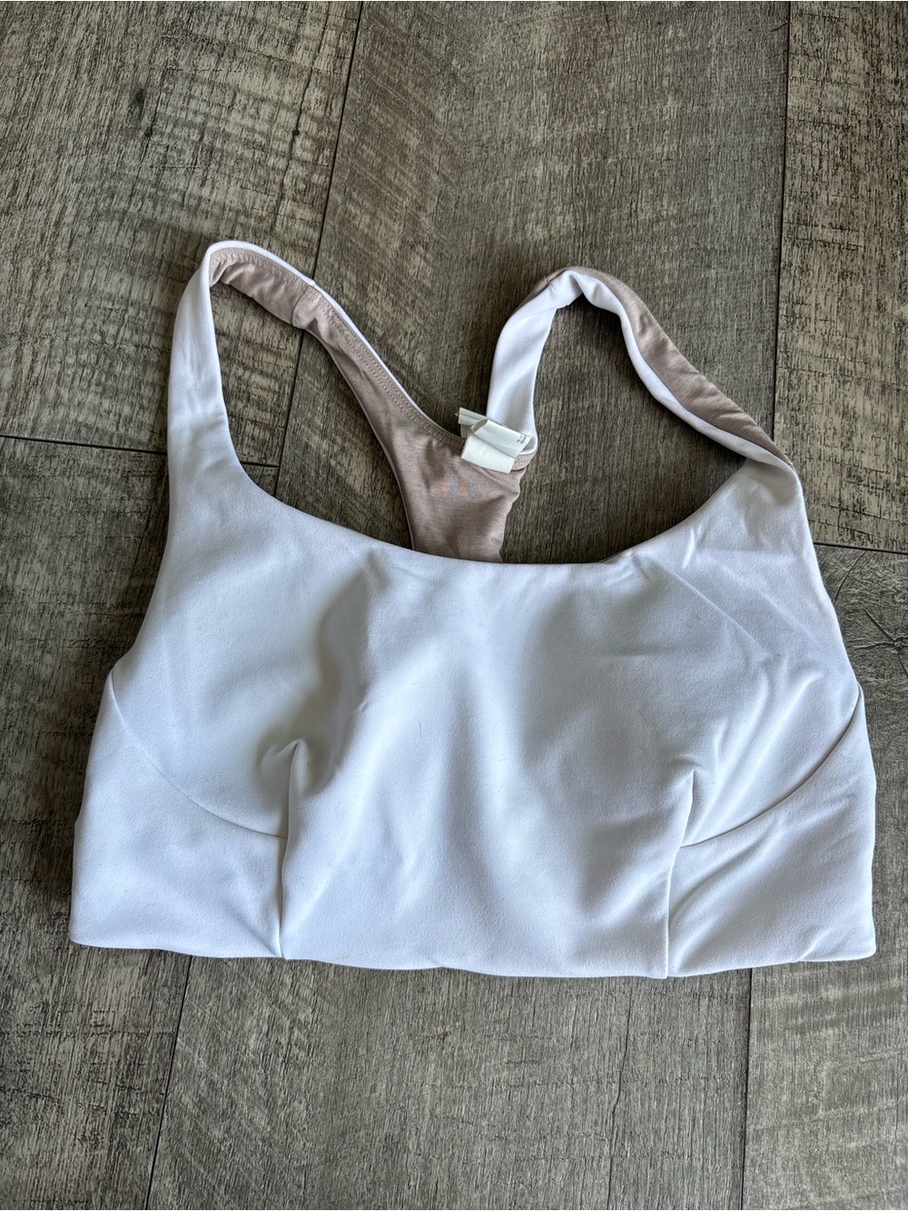 lululemon athletica White Racerback Sports Bra with Tan Lining